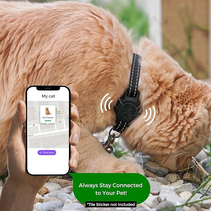 Tile Sticker Cat Collar Holder (2024): The Smallest, Lightest, and Most Comfortable Tracking Case for Cats - Track Your Pet with iPhone Samsung Android Device - Life360 for Boy Girl Kittens (Red)