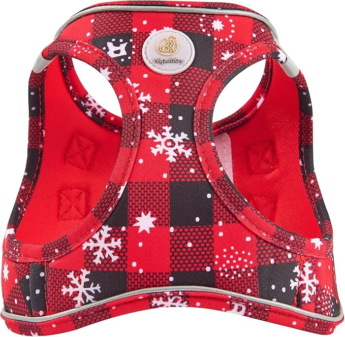 Christmas Dog Harness and Leash Set, No Pull Soft Mesh Puppy Harness for Small Medium Dogs, Cats - Step in Reflective Vest Harness for Walking, Training - Christmas Red, XXS