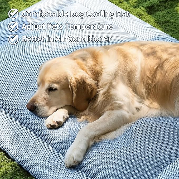 Cooling Pad for Dog Breathable Dogs Sleeping Bed Indoor Pet Mattress Dog Crate Mat Washable Blue (42×28×1.2 inches)