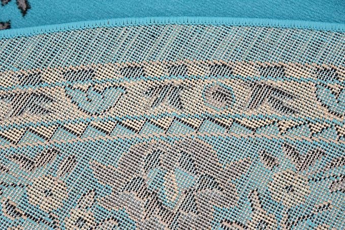Unique Loom Reza Collection Traditional Persian Style Area Rug, 8' 0" x 8' 0", Turquoise/Ivory