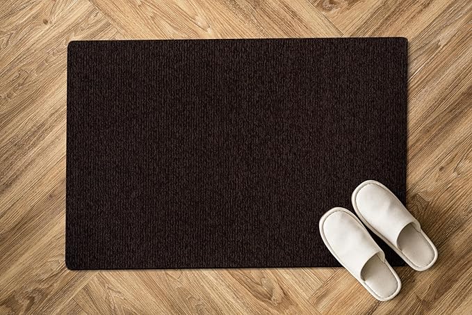 Non Slip Brown Solid Rubber Back Thing Door Mat for Entryway 2x3 for Kitchen, Rug for Bathroom, Stain Resistant Easy Cleaning Non Shedding Carpet Brown 2 x 3