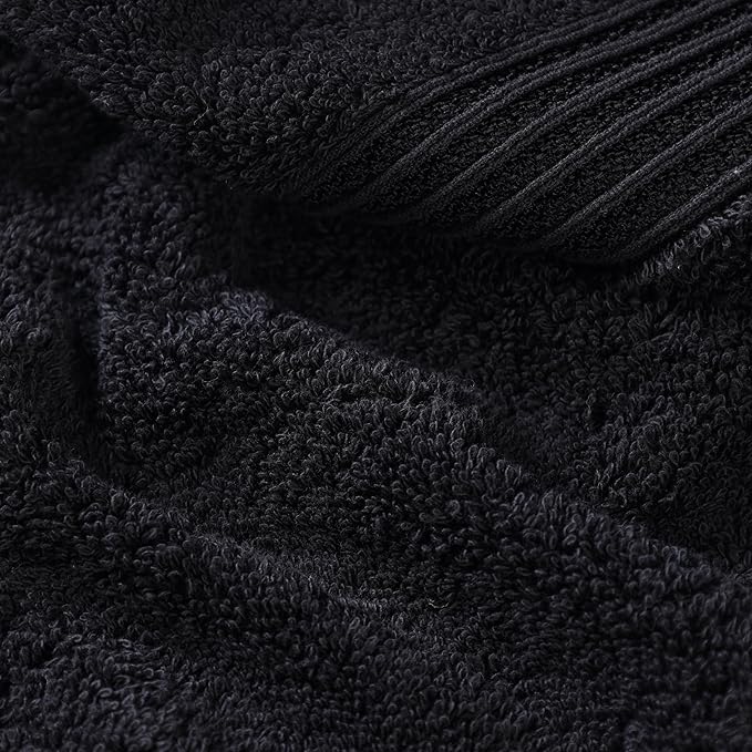 Superior Egyptian Cotton 8-Piece Towel Set, Assorted Towels for Home Bathroom, Guest Bath Decor Essentials, Includes 2 Bath, 4 Hand, 2 Face Towels/Washcloths, Quick Dry, Absorbent, Black