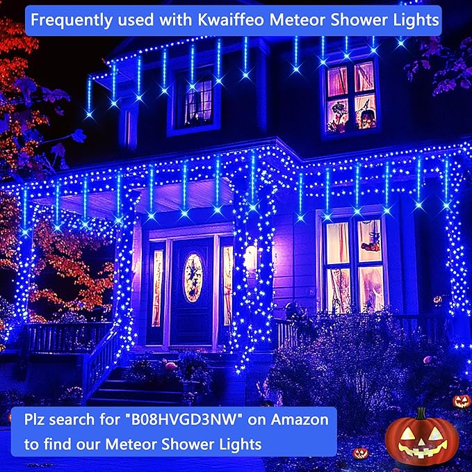 Kwaiffeo Blue Christmas Lights, 100FT 300LED String Light Outdoor Indoor, 8 Modes Connectable Blue Lights for Christmas Halloween Decorations Outside, Fairy Light for Party Yard Tree Decor