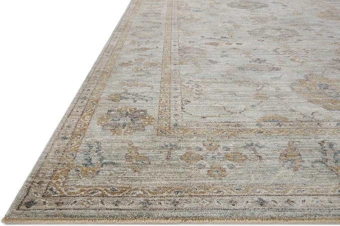 Loloi Magnolia Home by Joanna Gaines Millie Collection MIE-02 Sky/Gold 2'-7" x 10'-0", .25" Pile Height, Runner Rug