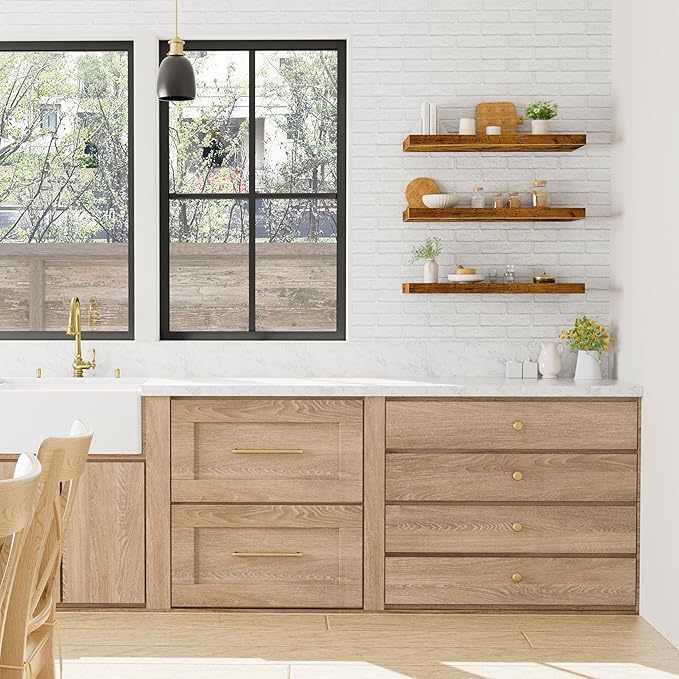 QEEIG 10" Deep Floating Shelves for Wall - 10 x 24 inch Book Shelf Bathroom Bedroom Kitchen Living Room Hanging Bookshelf Farmhouse Set of 3, Rustic Brown (025-60BN3)