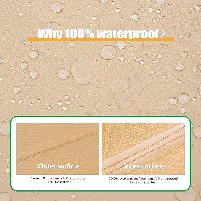 F&J Outdoors Patio Furniture Cover, Waterproof UV Resistant for Table & Chairs Set, 62"Wx42"Dx27.5"H