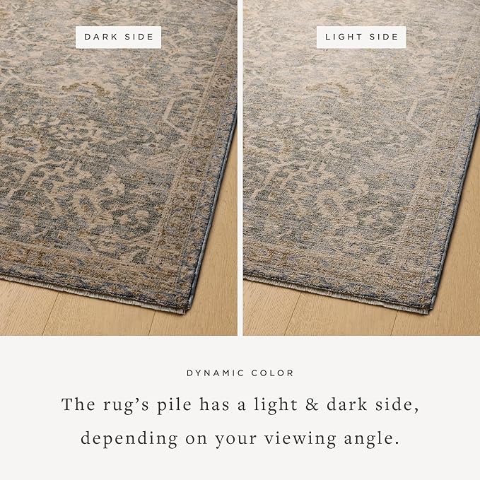 Loloi Magnolia Home by Joanna Gaines Junie Collection JUE-01 Blue/Natural 9'-6" x 9'-6", .38" Pile Height, Round Area Rug