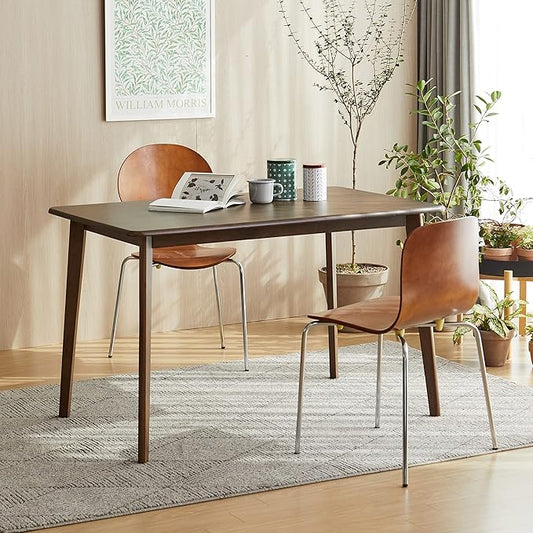 Livinia Canberra 47.2" Rectangular Wooden Dining Table/Mid Century Modern Malaysian Oak Kitchen Table (Walnut) Table Only