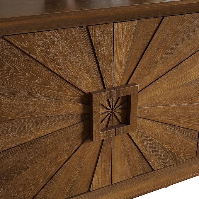 60'' Rustic Large Sideboard with 4 Doors and Adjustable Shelves, Heavy-Duty Antique Wood Entryway Console Table TV Stand for Living Room Dining Room (Antique Brown-10.2)