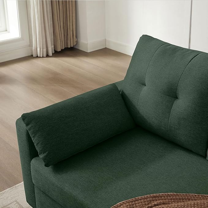 101" Convertible Sectional Sofa with Ottoman Coffee Table, Modern Linen Fabric U-Shaped Couch with Storage Pocket, 4 Seat Sofa Couches for Living Room, Apartment, Office, Green