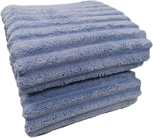 Soft Bath Sheet Towels, 35x70 inches Microfiber Ribbed Oversized Bath Towels Extra Large for Bathroom, Home, Hotel, Spa, Beach, Pool, Gym (Bath Sheet - Set of 2, Blue)
