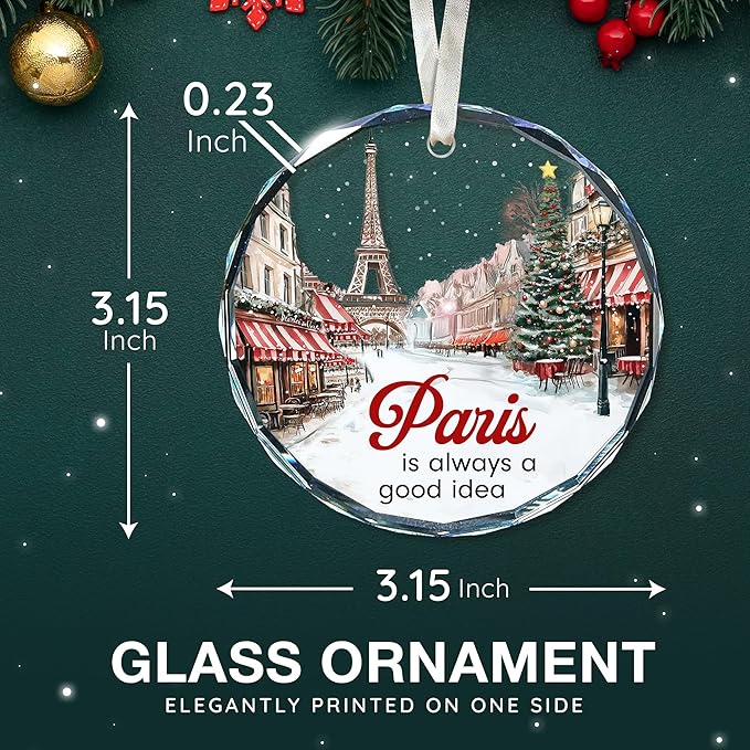 Paris Ornament - Exquisite Paris Christmas Ornament for Paris-Lovers, 2025 Edition Christmas Ornaments, Ideal Paris-City Themed Gifts, Memorable Gifts for The Holiday Season.