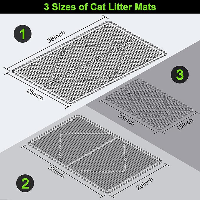 Mofason Cat Litter Mat XXL - Waterproof Kitty Litter Box mat for Floor - Extra Large Pet Trapping Litter Rug Pad - Silicone Cat Supplies & Accessories for Indoor Cats (38" x 25") -Black