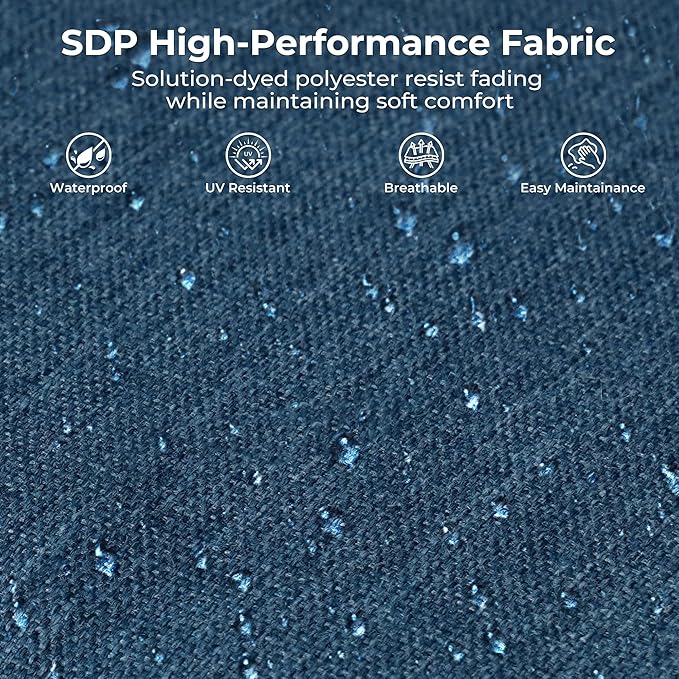 Gand Patio Outdoor 3-Seat Couch Sofa, Wicker Conversation Set with Thick Cushion for Porch, Garden, Yard, Peacock Blue