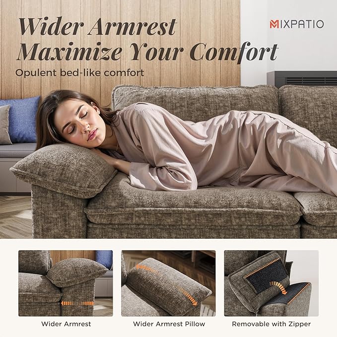 53.5" Modular Sectional Single Sofa, Soft Plush Chenille Armchair with Comfortable Deep Seat & Removable Arms for Living Room，Smoky Gray