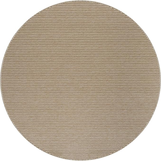 Non Slip Beige Solid Rubber Back Thing Rug for Living Room 6 Round Area Rugs for Kitchen, Rugs for Bedroom, Stain Resistant Easy Cleaning Non Shedding Carpet Beige 6 Round