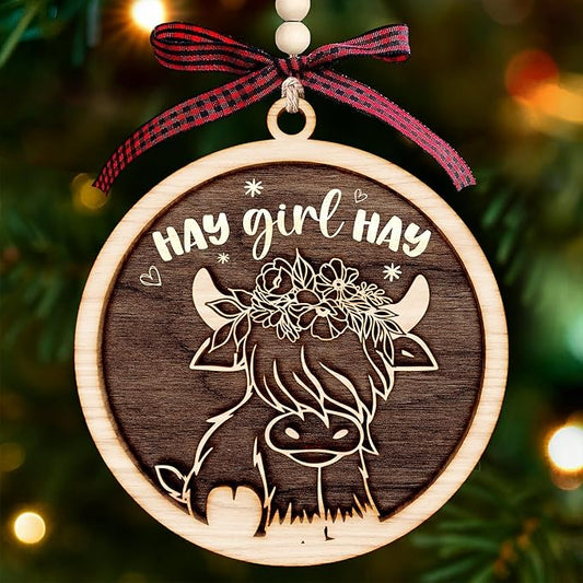 Highland Cow Ornament - Festive Cow Ornaments for Christmas Tree Decorations, Uniquely Designed Cow Ornaments for Christmas Tree, Charming Ornament Gift for Holiday
