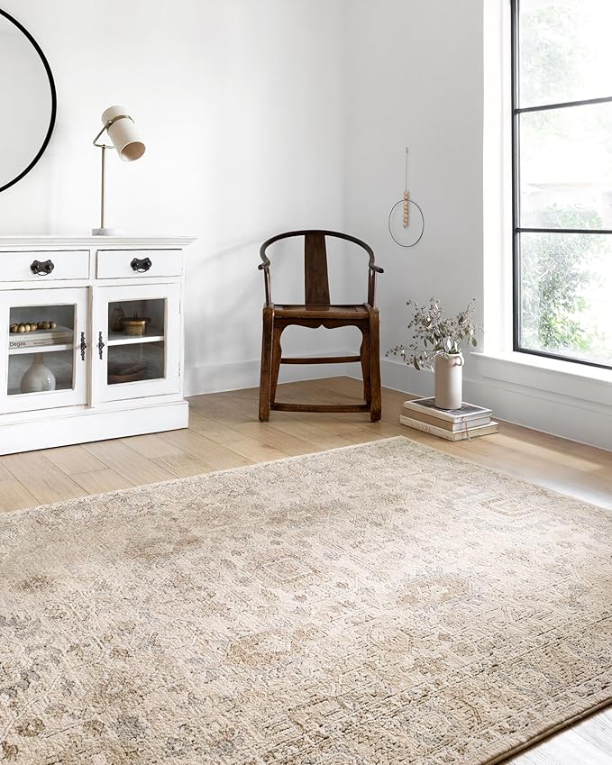 Loloi Teagan Collection TEA-03 Ivory/Sand 2'-8" x 4' Accent Rug, Large, Soft Neutral Rug, High-Traffic for Living Room, Bedroom, Home Office, Dining Area