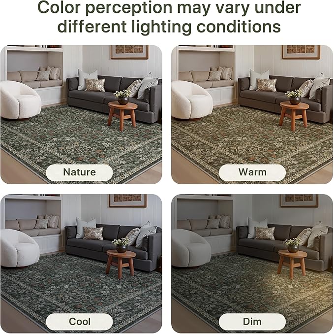 GENIMO Floral Washable Runner Rug 2’6”x8’, Non-Slip Long Hallway Carpet for Entryway, Kitchen, Indoor Floor Use, Vintage Boho Soft Thin Rug Décor, Black