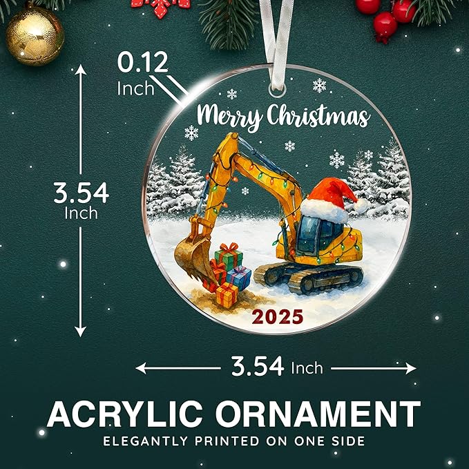 Excavator Ornament - Unique Christmas Tree Decoration for Construction Enthusiasts, Perfect Digger Ornaments for Kids, Creative Backhoe Ornaments for Christmas, Ideal Gift for Holiday Season
