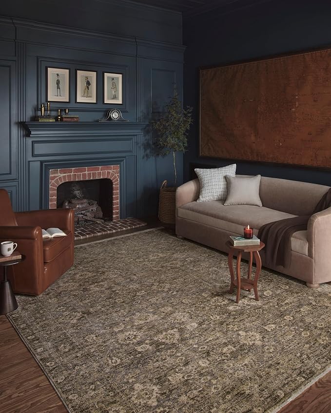 Loloi Magnolia Home by Joanna Gaines Junie Collection JUE-06 Lagoon/Natural 9'-6" x 9'-6", .38" Pile Height, Round Area Rug