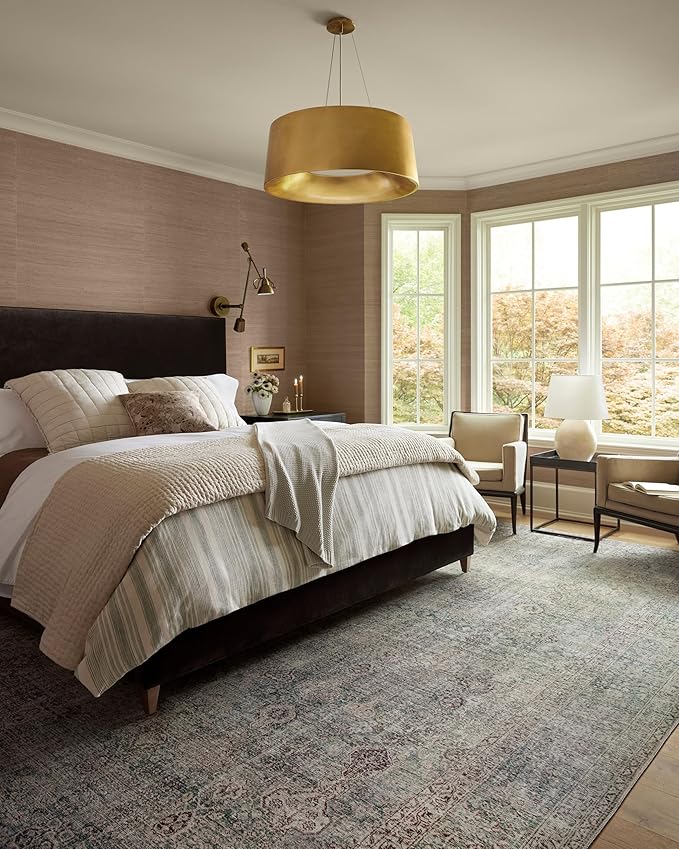 Loloi Chris Loves Julia Jules Collection JUL-08 Emerald/Antique Ivory 8'-6'' x 11'-6'', .13" Pile Height, Area Rug