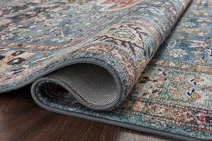 Loloi Margot Collection MAT-05 Ocean/Brick 3'-6" x 5'-6" Accent Rug feat. CloudPile, No-Shed Easy Clean Large Patterned Area Rug for Living Room, Bedroom, Dining Area
