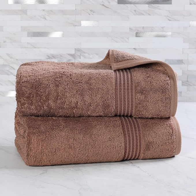 Superior Egyptian Cotton 2-Piece Bath Sheet Towel Set, Oversized Body Towels For Adults And Kids, Large Towel For Bath, Shower, Guest Bathroom, Spa, Gym, Resort, Essentials, Airbnb, Mocha