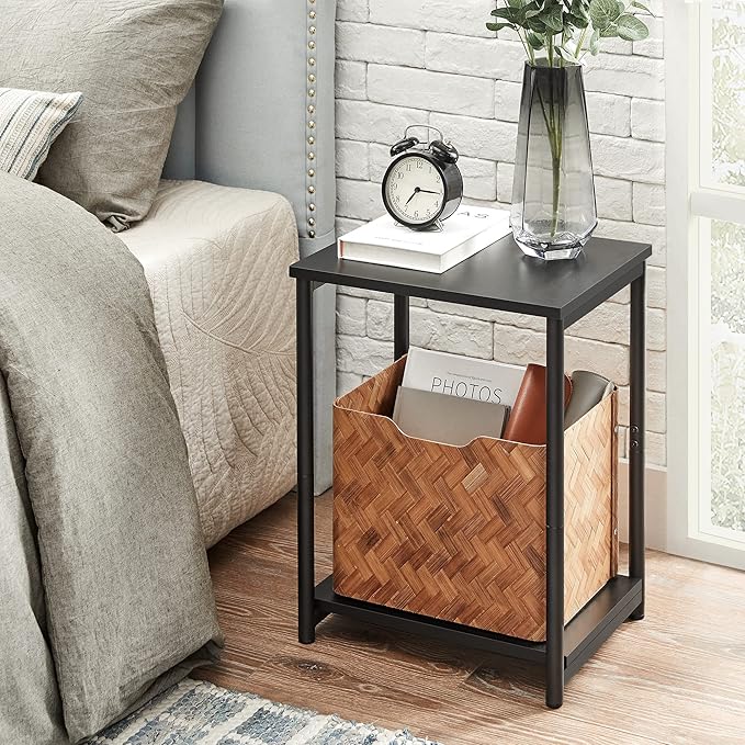 VASAGLE Side Table, Small End Table, Nightstand for Living Room, Bedroom, Office, Bathroom, Black ULET271B16