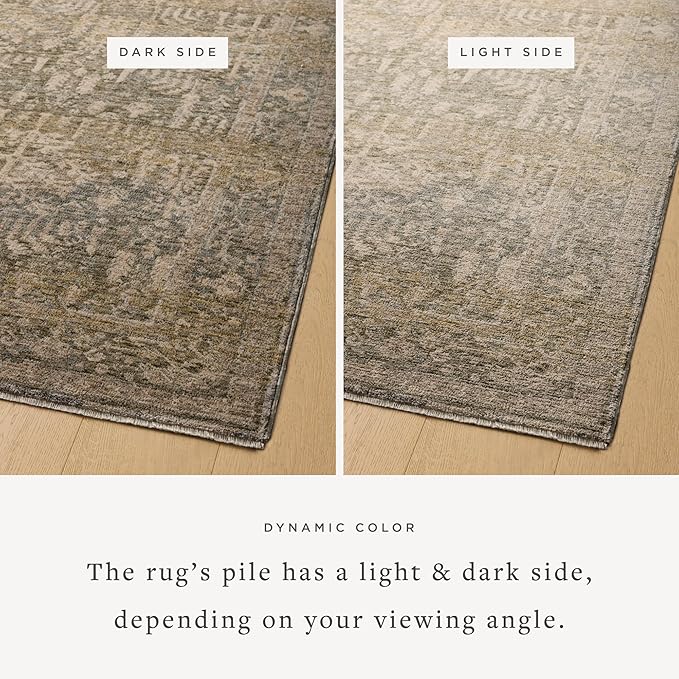 Loloi Magnolia Home by Joanna Gaines Junie Collection JUE-02 Moss/Natural 5'-3" x 5'-3", .38" Pile Height, Round Area Rug