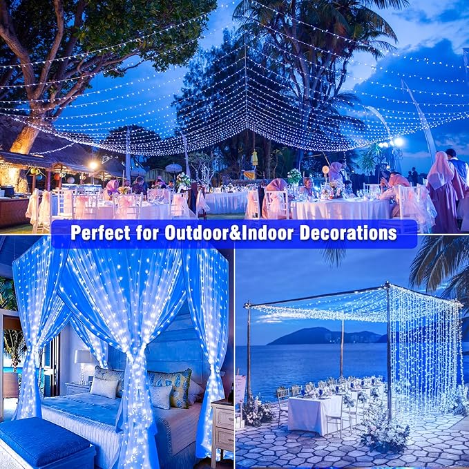 800 LED Blue Christmas Lights Outdoor 262FT Super Long String Lights Indoor 8 Modes Plug in Twinkle Fairy Lights with Timer for Indoor Outside Bedroom Christmas Tree Party Decorations