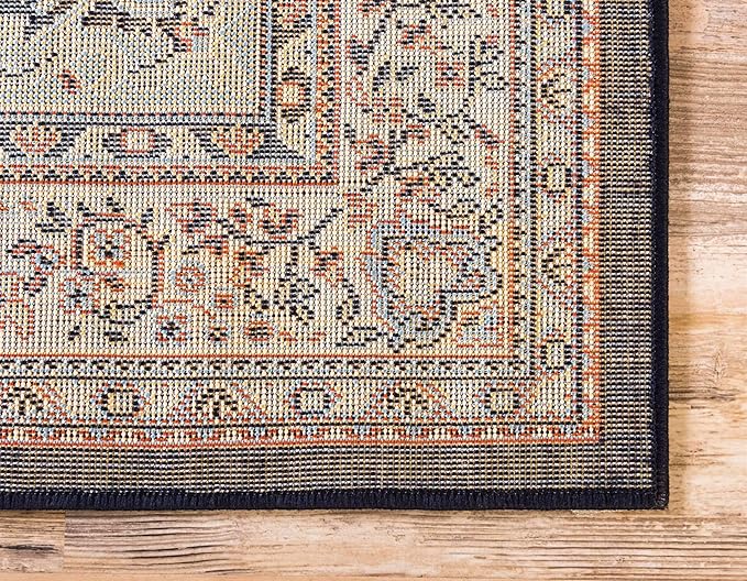 Unique Loom Reza Collection Traditional Persian Style Area Rug, 2 ft 2 in x 3 ft, Navy Blue/Ivory