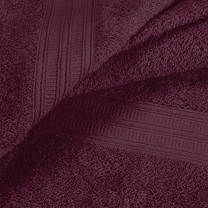 BOUTIQUO 100% Cotton Towel Set, Contains 4 Soft Bath Towel, 6 Hand Towels, 8 Wash Cloths - Compact Absorbent Lightweight & Quickdry Towels for Bathroom - 18 Piece Bathroom Towel Set - Burgundy