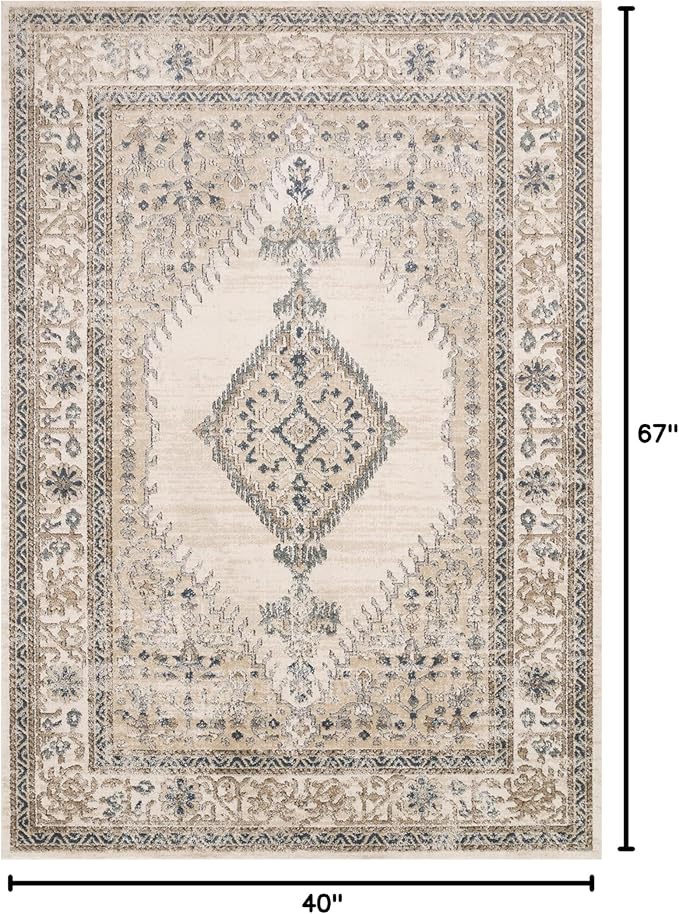 Loloi Teagan Collection TEA-02 Oatmeal/Ivory 3'-4" x 5'-7" Accent Rug, Large, Soft Neutral Rug, High-Traffic for Living Room, Bedroom, Home Office, Dining Area