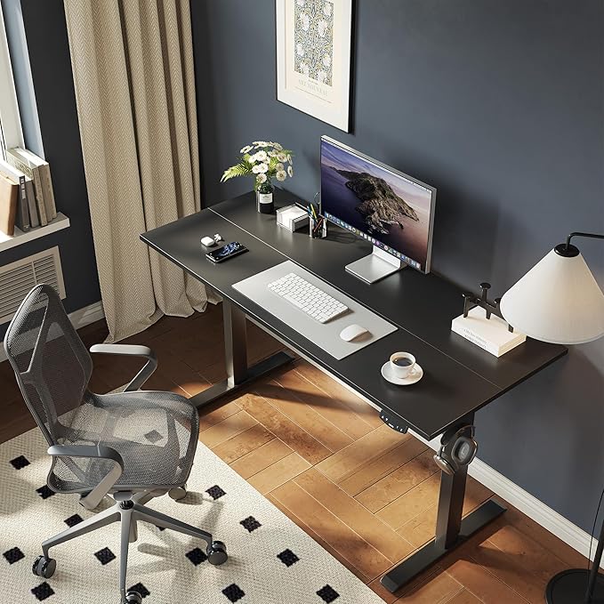 Agilestic Electric Standing Desk, Large 63 x 24 Inches Height Adjustable Desk, Sit Stand up for Work Office Home, Ergonomic Rising Gaming Computer Table with Memory Preset, Black
