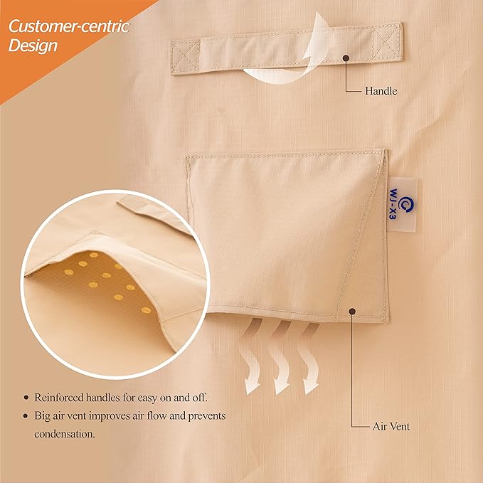 WJ-X3 Large Rectangular Outdoor Sectional Furniture Set Cover Waterproof, Dining Table Cover Wind Resistant, 160W x 90D x 36H in, Beige