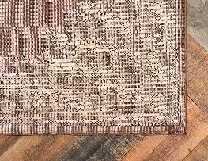 Unique Loom Reza Collection Traditional Persian Style Area Rug, 5 x 8 ft, Brown/Ivory