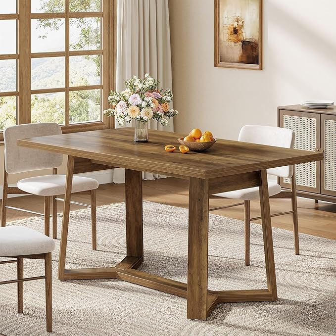 Tribesigns Rectangle Dining Table for 4, 47-Inch Wooden Kitchen Table, Farmhouse Dinning Room Dinner Table for Living Room, Small Spaces, Easy Assembly, Heavy Duty (Rustic Brown)