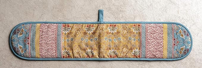 Maison d' Hermine Double Oven Mitts 100% Cotton 7"x35" Double Oven Mitt Heat Resistant BBQ Cooking Gloves with Loop, Baking, Grilling, Home, Kitchen, Handling Hot Pans Spring Summer (Marquise)