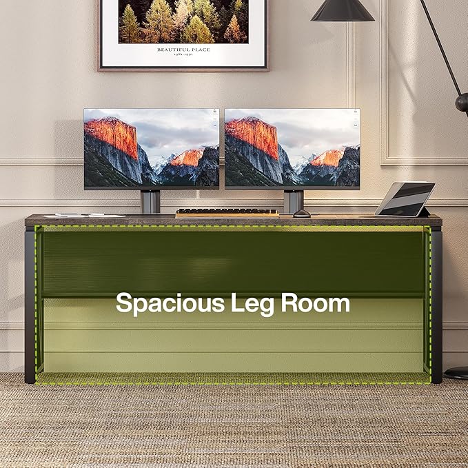 LITTLE TREE 63-Inch Office Desk with 31.5-Inch Lateral File Cabinet, Study Writing Desk Computer Desk for Home Office