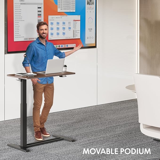 FLEXISPOT Adjustable C Table with Wheels, Mobile Snack Side End Table Sofa Couch Bedside Table Laptop Rolling Cart TV Tray Night Stand for Small Space Side Table(27.6" W x 15.7" D,Rustic Brown)