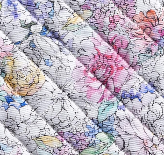 Maison d' Hermine Pot Holders Set 100% Cotton Heat Resistant Potholders 8" x 8" Hot Pads with Loop BBQ, Cooking, Baking, Grilling, Kitchen, Handling Hot Pans Spring/Summer (Pack of 2, Floral Love)