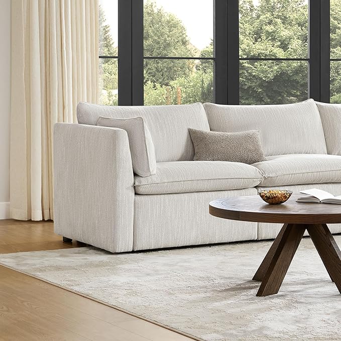 CHITA Luxury Oversized Sectional Modular Sofa, Premium Down Filled Cloud Couch, FSC Certified Comfty Deep Seat Sectional for Living Room, 3 Seat, 114‘’ Width, Snow