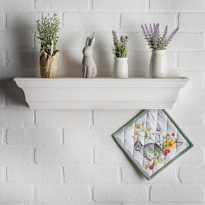 Maison d' Hermine Pot Holders 100% Cotton Heat Resistant Potholders 8" x 8" Hot Pads with Loop BBQ, Cooking, Baking, Grilling, Kitchen, Handling Hot Pans Spring/Summer (Pack of 1, Printemps)