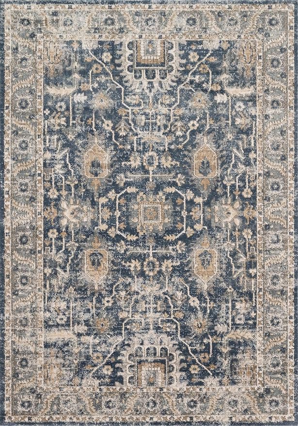Loloi Teagan Collection TEA-03 Denim/Pebble 2'-8" x 10'-6" Runner Rug, Large, Soft Neutral Rug, High-Traffic for Living Room, Bedroom, Home Office, Dining Area