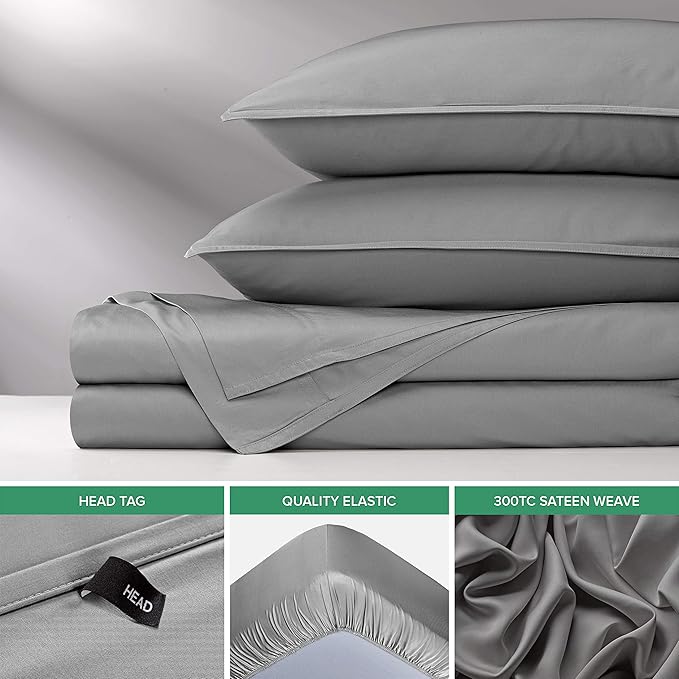 Pure Bamboo California King Sheets, Genuine 100% Organic Viscose Derived from Bamboo Bed Sheet Set, Soft & Cooling, Double Stitching, 2 Year Quality Promise (California King, Stone Grey)