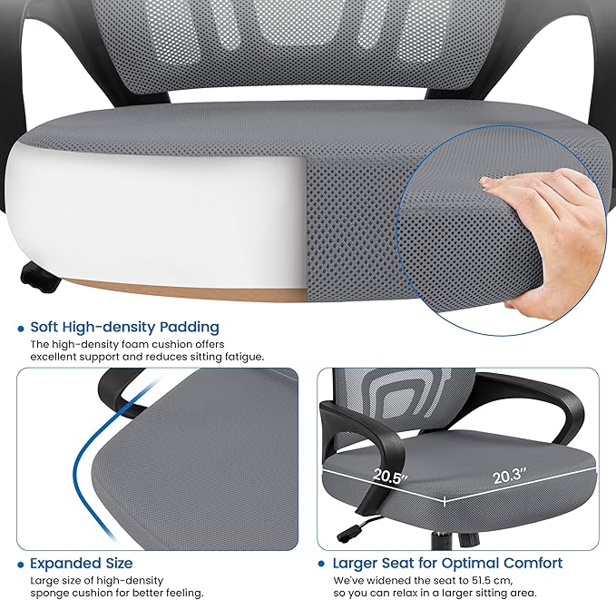 Yaheetech Mid Back Office Chair Executive Task Swivel Rolling Gaming Chair with Lumbar Support and Armrests Rolling Casters, Dark Grey