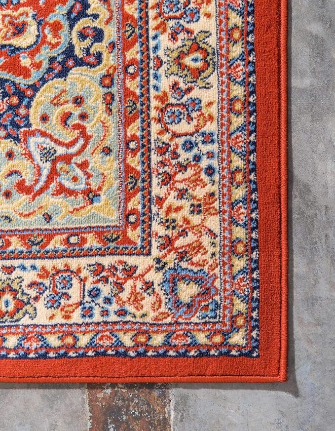 Unique Loom Reza Collection Traditional Persian Style Area Rug, 7 x 10 ft, Terracotta/Ivory