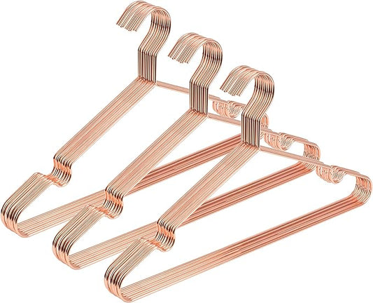 16.5" Rose Gold Copper Clothes Hangers - 10 Pack,Heavy Duty Strong Metal Hanger for Storage Display Sling Organization of Coat Shirts Dresses Jacket Elegant Standard Suit Accessory