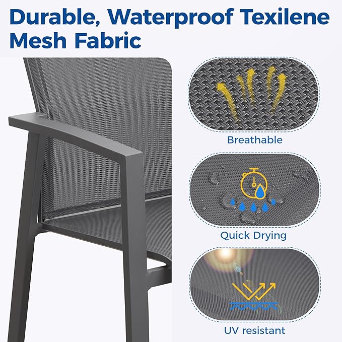 11 Piece Aluminum Outdoor Patio Dining Sets with Fully Assembled Dining Chair，91.3"L×39.4"W Expandable Patio Table and Chairs Set for 10, Stackable Chairs with Quick Drying Fabric, Grey